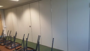 Closed Sliding Walls In A Classroom