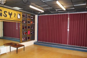 Red Concertina Wall in Community Centre