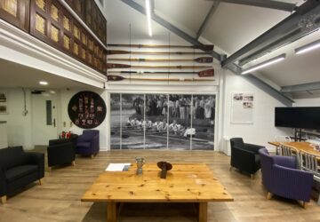 Rowing Pattern Sliding Wall in Gym splitting Gym and Cafe